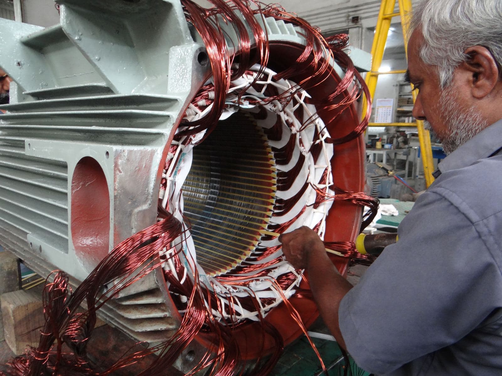 A 250 kW dual speed wind turbine generator being rewound