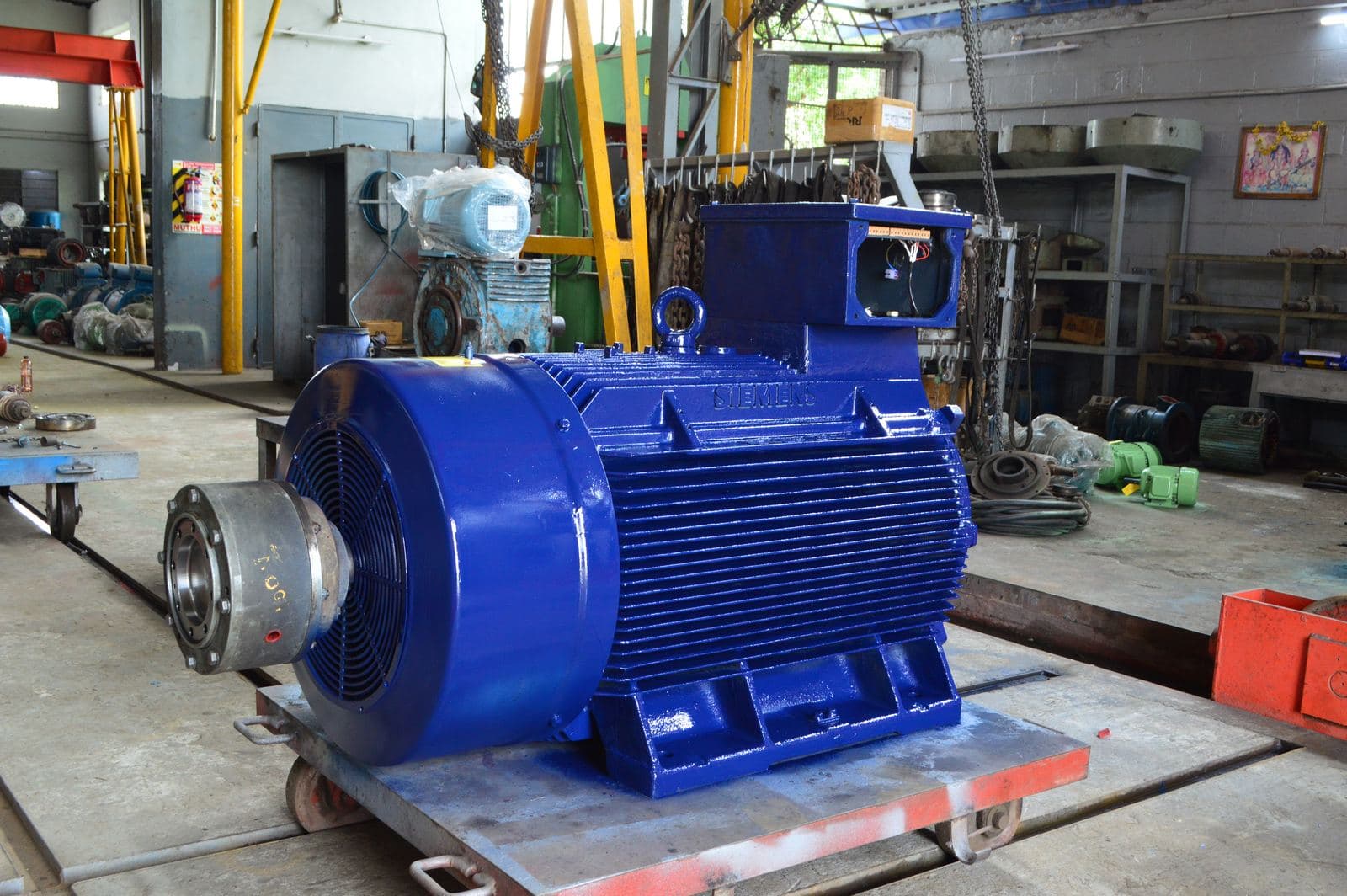 A 600 KW windmill induction generator painted and tested for dispatch