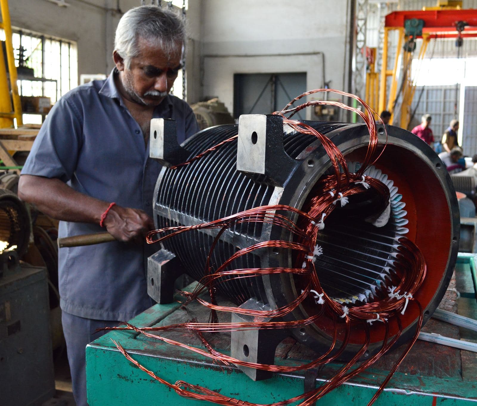 A special 125 HZ 85 KW motor being rewound