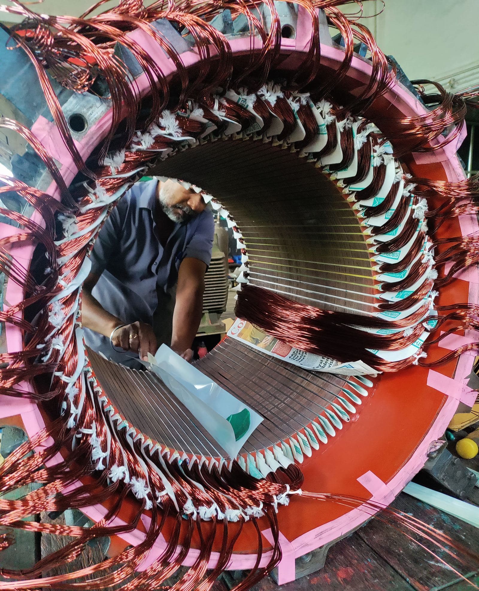 A special precision cylindrical grinding application motor having 16 poles motor being rewound