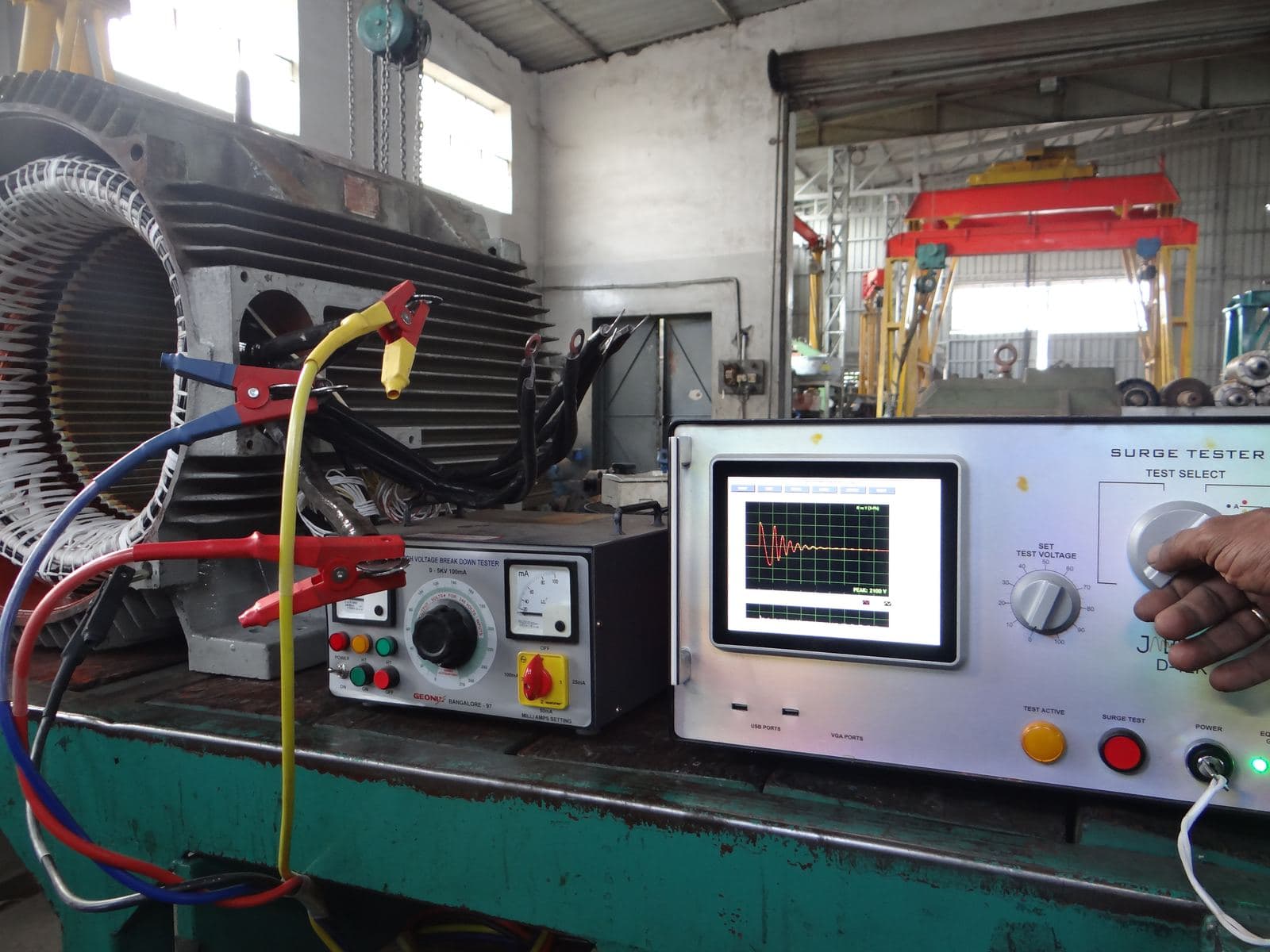 Surge and HV test being done for a 250 KW wind turbine induction generator